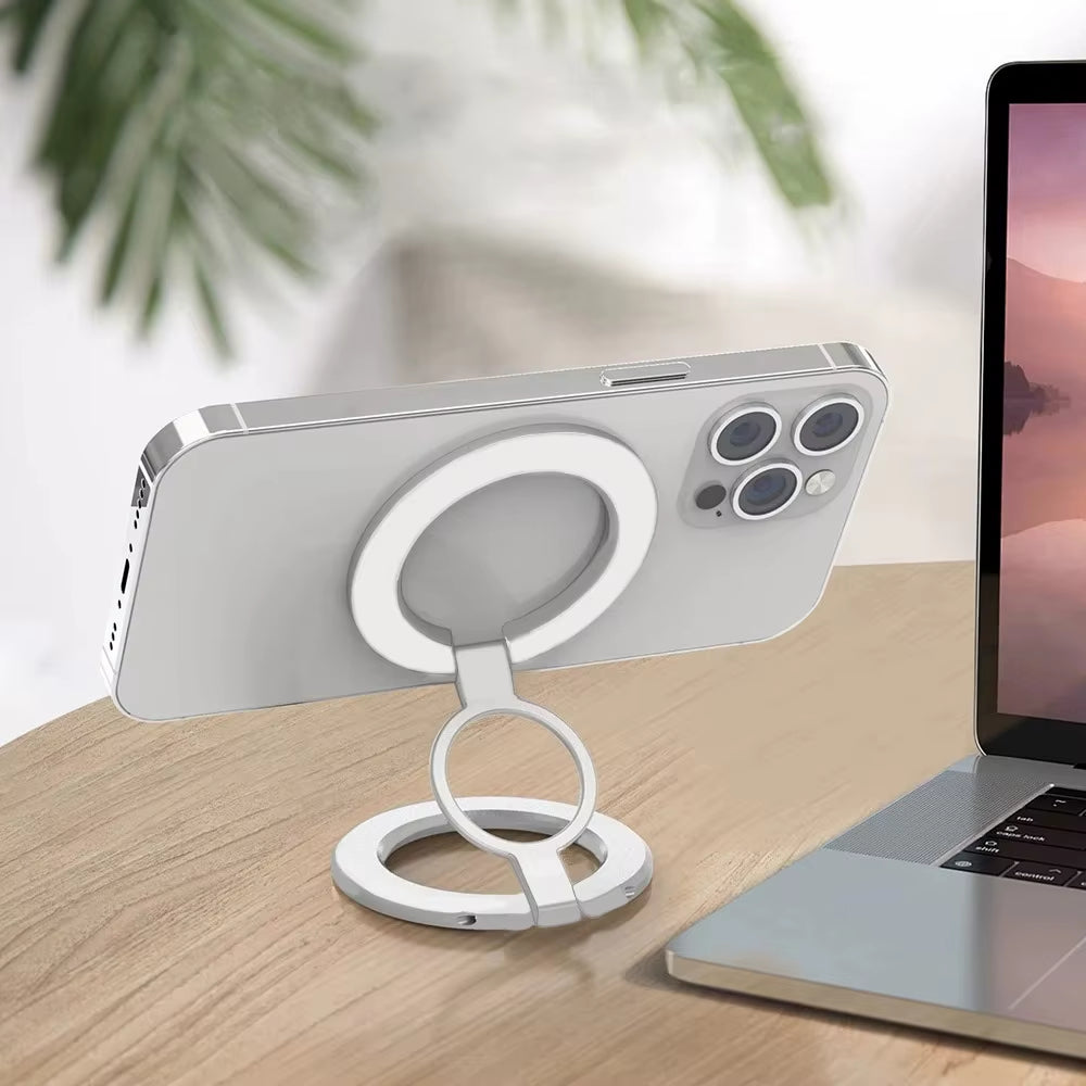 Dual Magnetic Phone Holder Stand, 360° Rotating Foldable for Magsafe Mount Portable Desktop & Car Use for Iphone 12/13/14/15/16