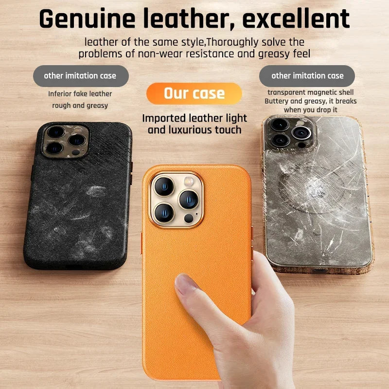 Luxury Leather Animation for Magsafe Magnetic Wireless Charging Case for Iphone 16 15 14 13 Pro Max Mini plus Shockproof Cover