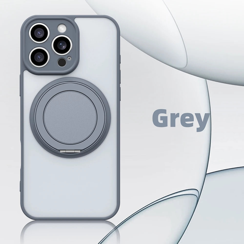 360° Rotating Bracket Magnetic Case for Iphone 17 16 15 13 11 14 12 Pro Max Matte Hard Acrylic Wireless Charge Protection Cover