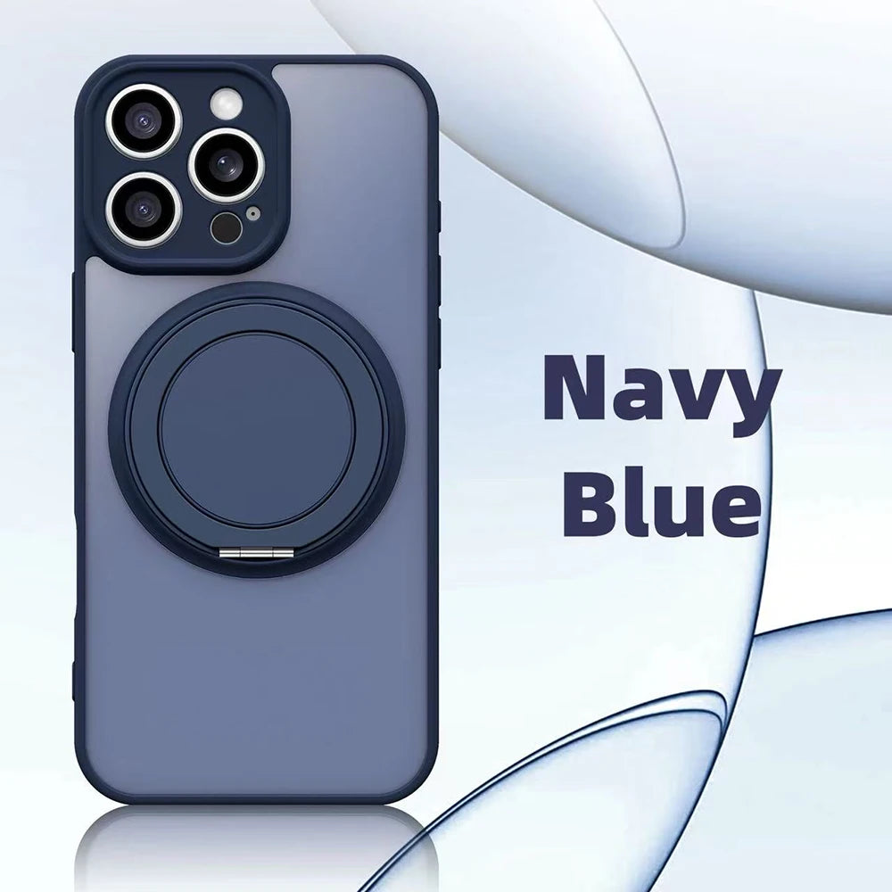 360° Rotating Bracket Magnetic Case for Iphone 17 16 15 13 11 14 12 Pro Max Matte Hard Acrylic Wireless Charge Protection Cover
