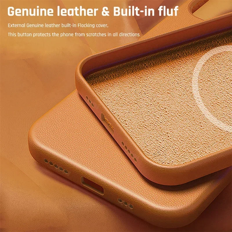 Luxury Leather Animation for Magsafe Magnetic Wireless Charging Case for Iphone 16 15 14 13 Pro Max Mini plus Shockproof Cover