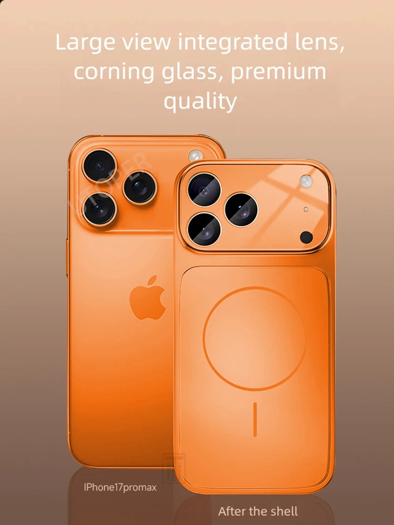 Luxury Large Frame Glass Lens Protect New Phone Case for Iphone 17 Air 16 15 14 13 Pro Max 17 Pro Magsafe Magnetic PC Hard Cover