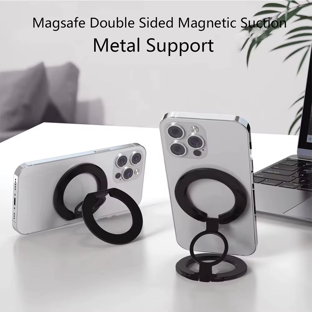 Dual Magnetic Phone Holder Stand, 360° Rotating Foldable for Magsafe Mount Portable Desktop & Car Use for Iphone 12/13/14/15/16