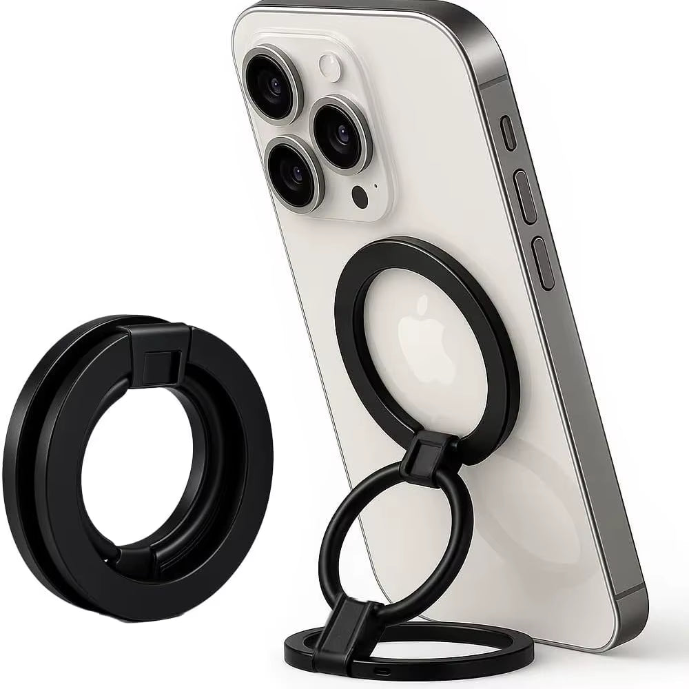 Dual Magnetic Phone Holder Stand, 360° Rotating Foldable for Magsafe Mount Portable Desktop & Car Use for Iphone 12/13/14/15/16