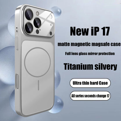 Luxury Large Frame Glass Lens Protect New Phone Case for Iphone 17 Air 16 15 14 13 Pro Max 17 Pro Magsafe Magnetic PC Hard Cover