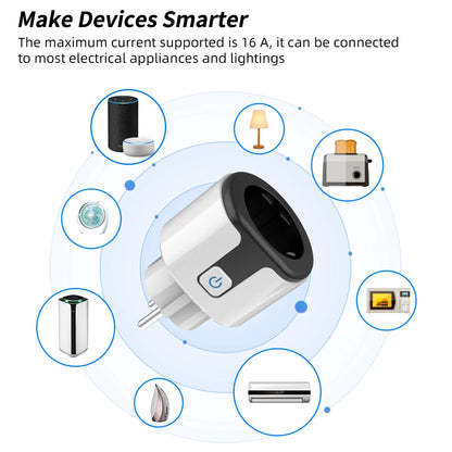 Tuya Smart Socket WIFI 16A/20A EU US UK AU Plug with Monitoring Timing Function Smart Home Electronic Power Outlet Alexa