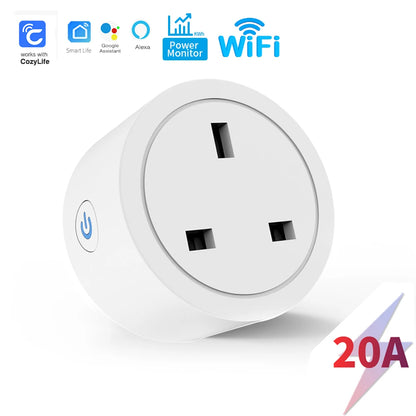 Tuya Smart Socket WIFI 16A/20A EU US UK AU Plug with Monitoring Timing Function Smart Home Electronic Power Outlet Alexa