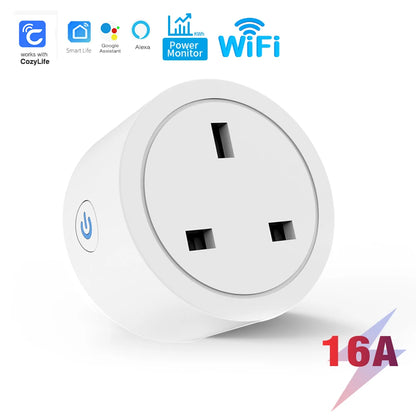 Tuya Smart Socket WIFI 16A/20A EU US UK AU Plug with Monitoring Timing Function Smart Home Electronic Power Outlet Alexa