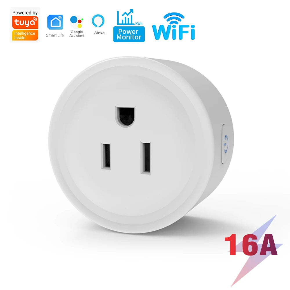 Tuya Smart Socket WIFI 16A/20A EU US UK AU Plug with Monitoring Timing Function Smart Home Electronic Power Outlet Alexa