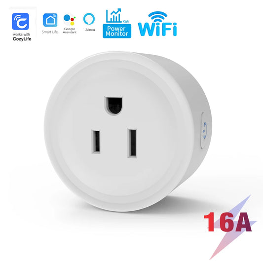 Tuya Smart Socket WIFI 16A/20A EU US UK AU Plug with Monitoring Timing Function Smart Home Electronic Power Outlet Alexa