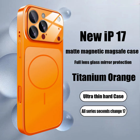 Luxury Large Frame Glass Lens Protect New Phone Case for Iphone 17 Air 16 15 14 13 Pro Max 17 Pro Magsafe Magnetic PC Hard Cover