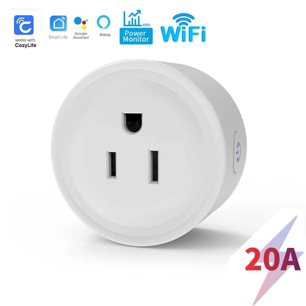 Tuya Smart Socket WIFI 16A/20A EU US UK AU Plug with Monitoring Timing Function Smart Home Electronic Power Outlet Alexa