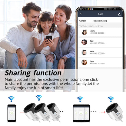 Tuya Smart Socket WIFI 16A/20A EU US UK AU Plug with Monitoring Timing Function Smart Home Electronic Power Outlet Alexa