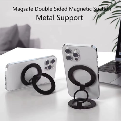 Dual Magnetic Phone Holder Stand, 360° Rotating Foldable for Magsafe Mount Portable Desktop & Car Use for Iphone 12/13/14/15/16
